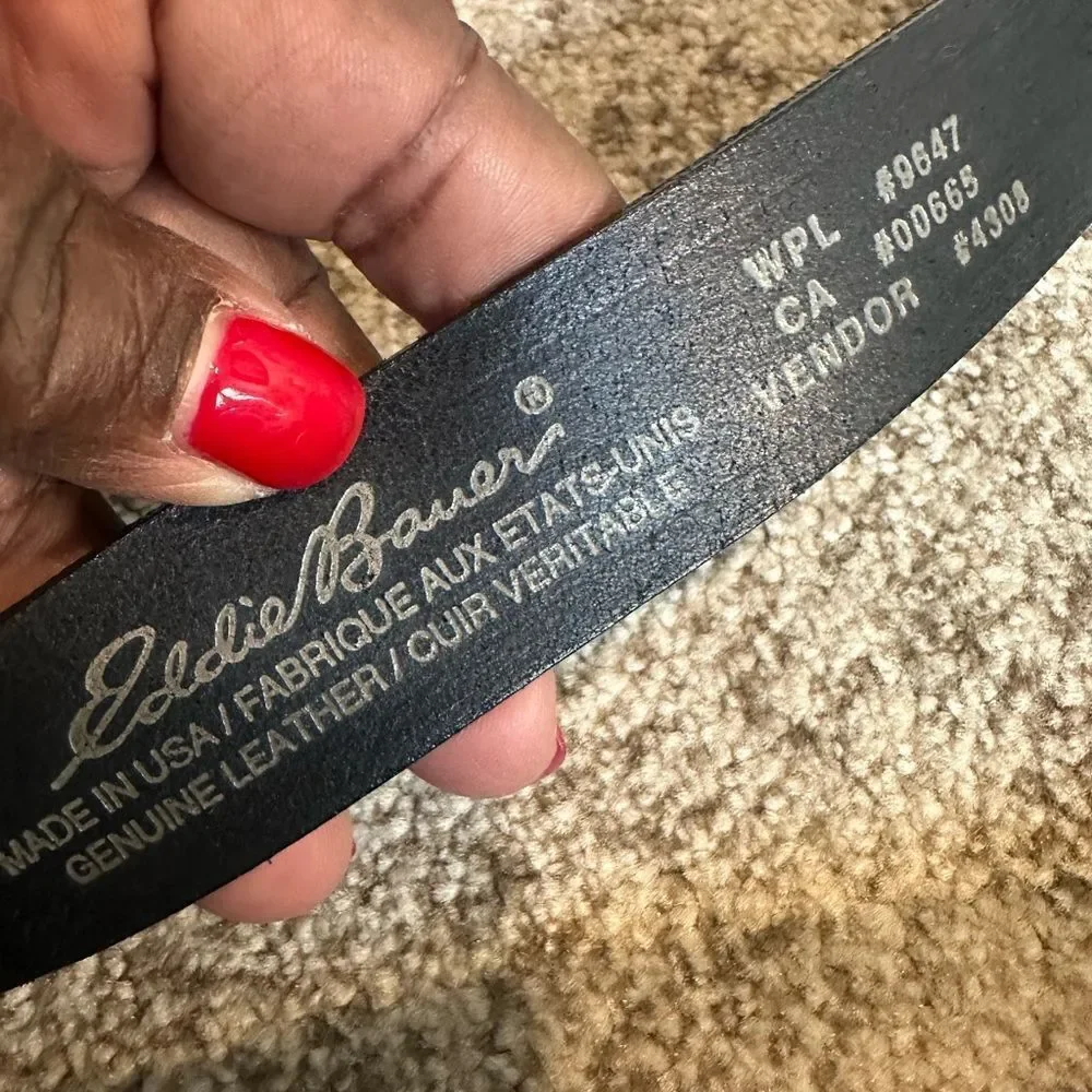 Eddie Bauer Black Smooth Leather Belt 36 New